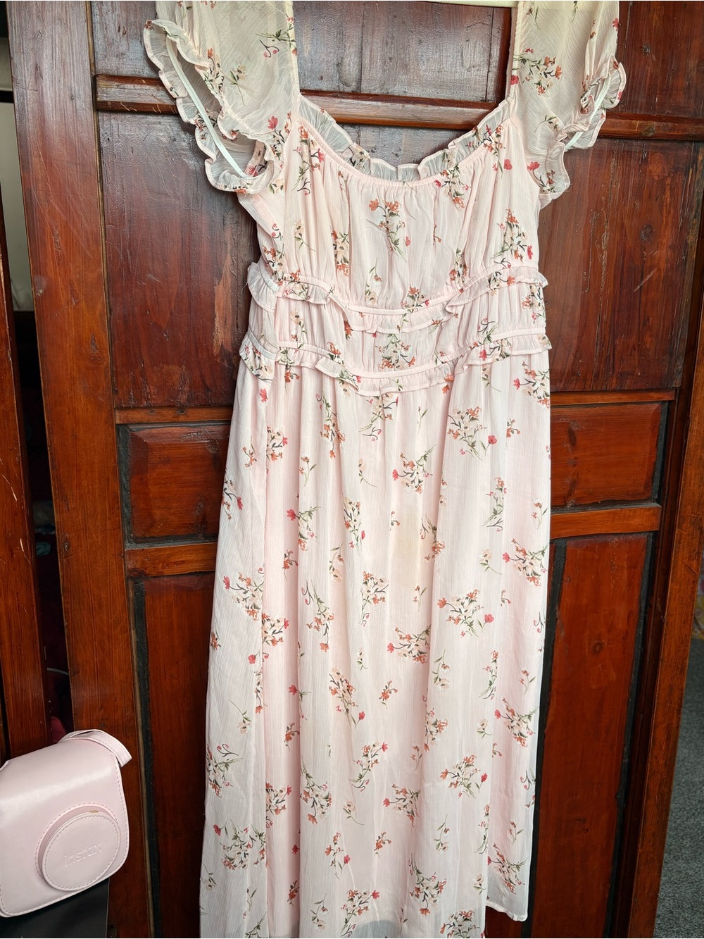 Preppy Pink Floral maxi dress Trixxi boutique